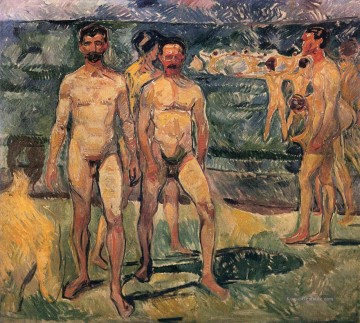 badende Männer 1907 Abstrakter Akt Ölgemälde